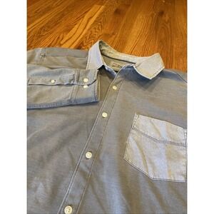 32 Bar Blues Men's Woven Long Sleeve Button Up Shirt Blue Size XL Cotton Blend